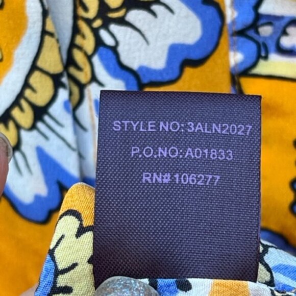 Hale Bob Women's Button Down 100% Silk Multi Color Yellow Blouse Paisley Print M - Picture 14 of 14